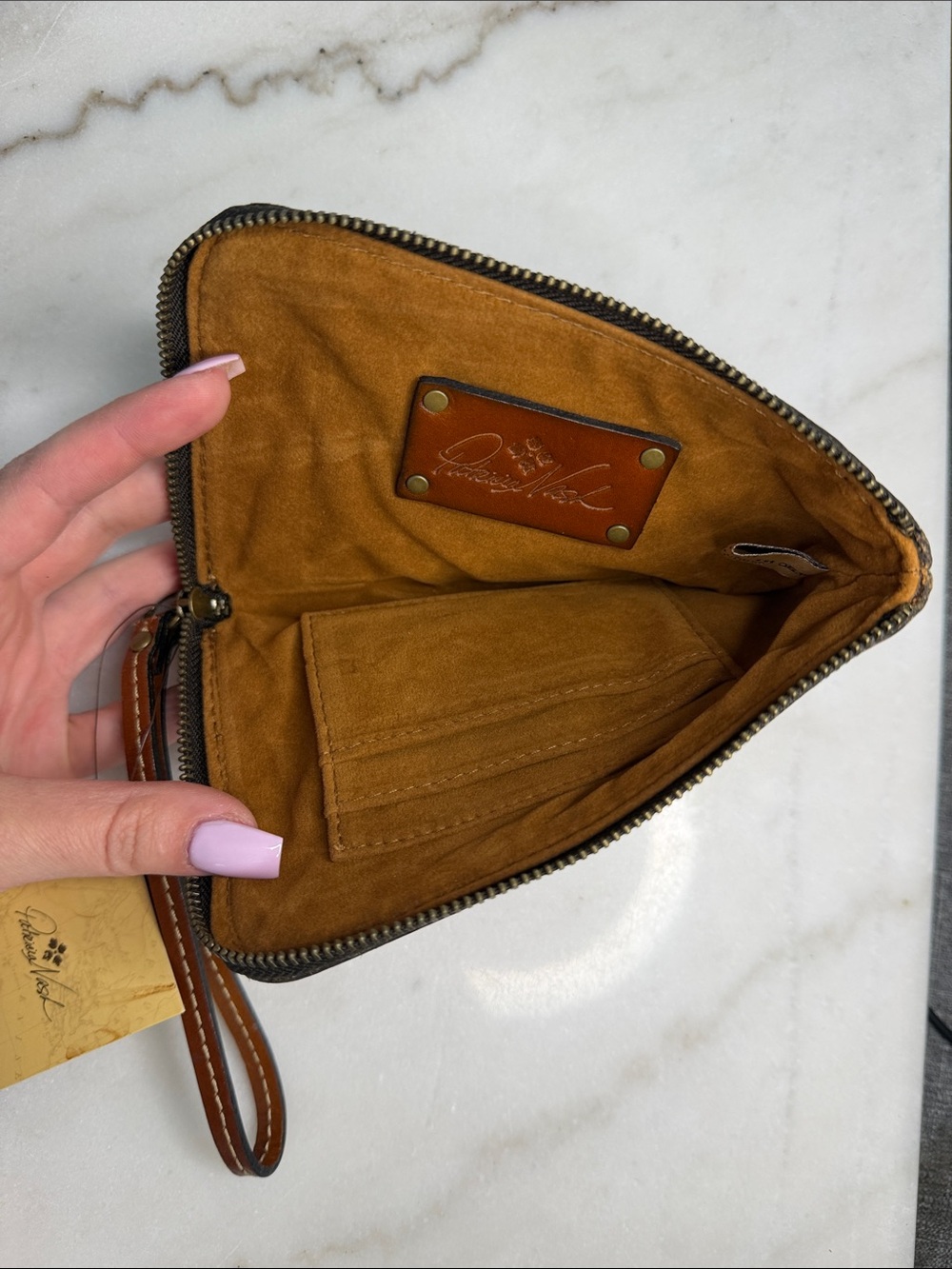 Patricia Nash Cognac Leather Wristlet Wallet - Picture 3 of 5